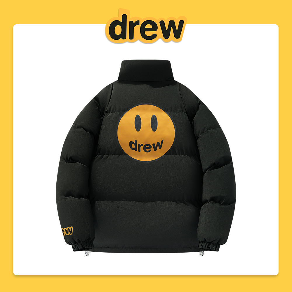 Drew高奢联名24年秋冬加厚休闲情侣笑脸立领棉服外套SDREW001
