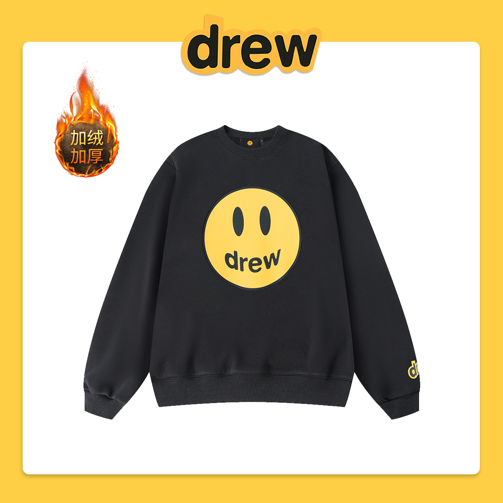 【圆领笑脸】Drew高奢联名秋冬保暖加绒圆领卫衣SDJ173