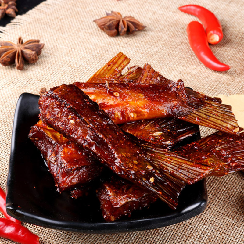 思乡山香辣鱼尾巴100g/包鱼块即食爆辣鱼肉麻辣零食小吃湖南特产