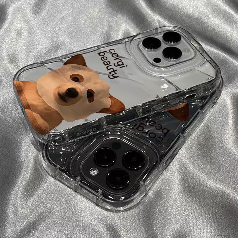 l面膜狗狗适用于iphone15手机壳13/12/11/xs/8/7保护毛绒喜庆简约