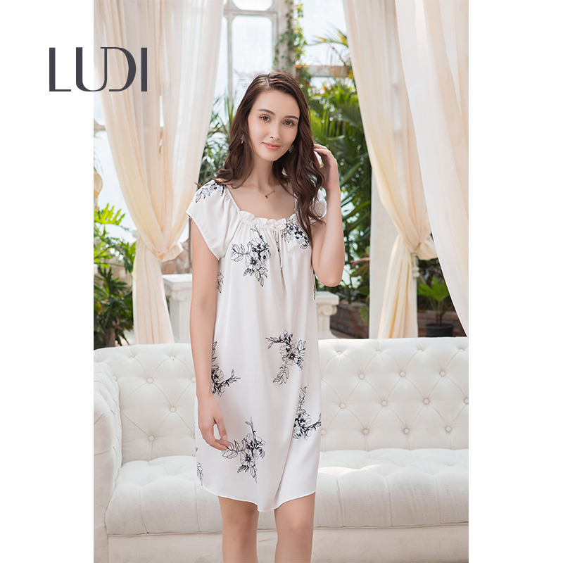 露迪尚品LDC23333女士宽松春夏冰丝少女家居服夏天水墨风薄款睡衣
