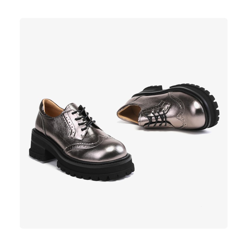 St&Sat/星期六2023新复古牛津鞋正装皮鞋高跟厚底女鞋SS33112133