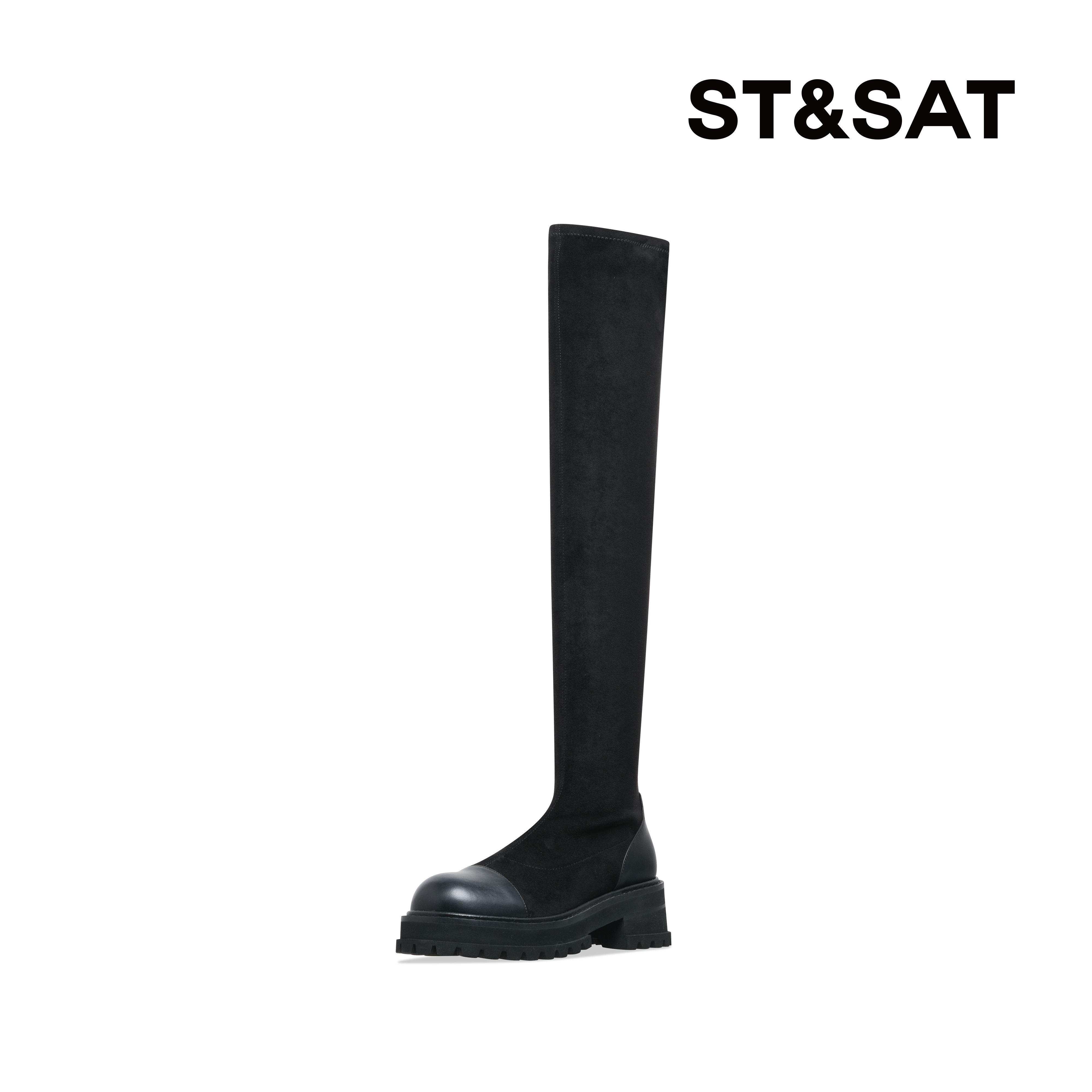 【过膝靴】星期六时装靴长筒2023秋冬新款弹力靴过膝圆头SS34117655