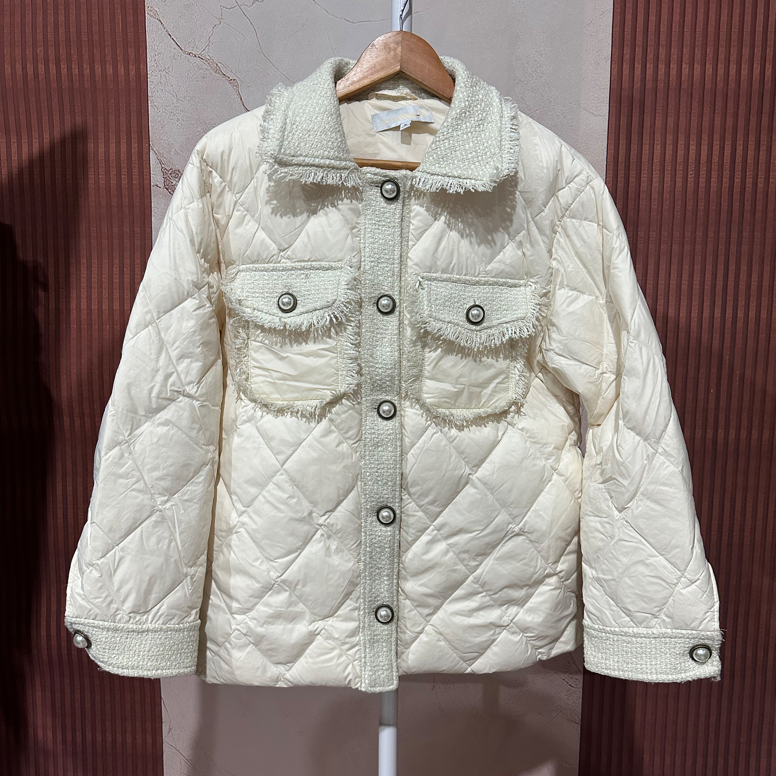 小香风女外套充绒服短款百搭翻领秋冬