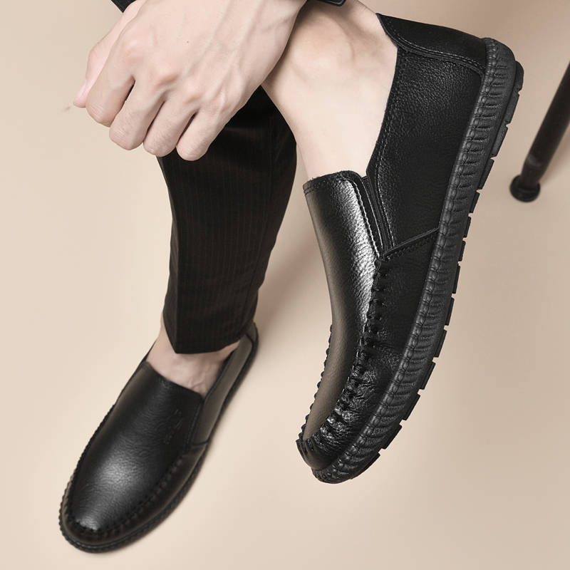 休闲皮鞋男士新款真皮透气软底软面防滑一脚蹬舒适轻便驾车鞋 C21