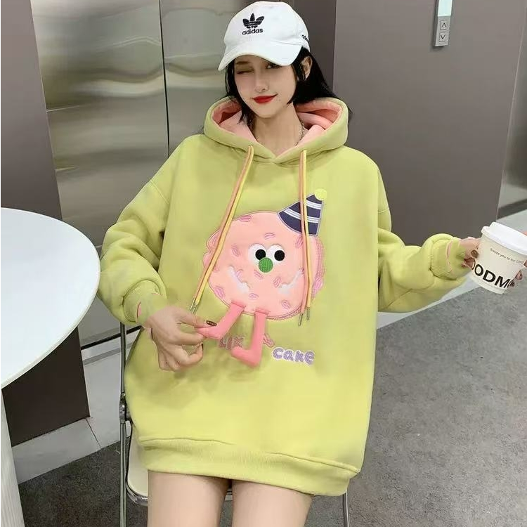 宽松慵懒风连帽加绒加厚外套潮