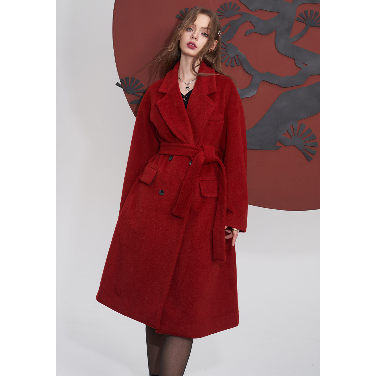 【丫头baby专属】妖精的口袋年新款双排扣毛呢外套宽松气质