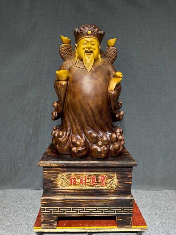 #香樟木财神爷#工艺品#实木原木#家居摆件#公司摆件#纯手工雕刻#