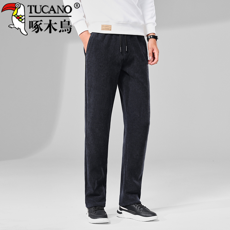 啄木鸟秋季男士简约显瘦中腰休闲裤爸爸装商务百搭时尚潮流裤子男