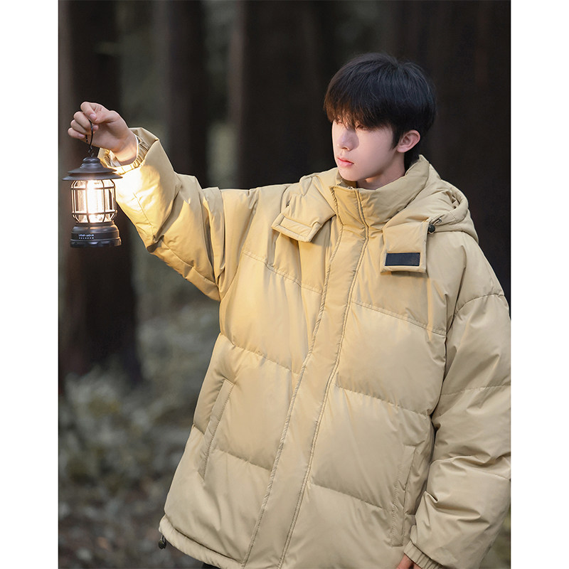 白鸭绒羽绒服男冬季新款保暖加厚连帽羽绒衣日系潮牌宽松休闲外套