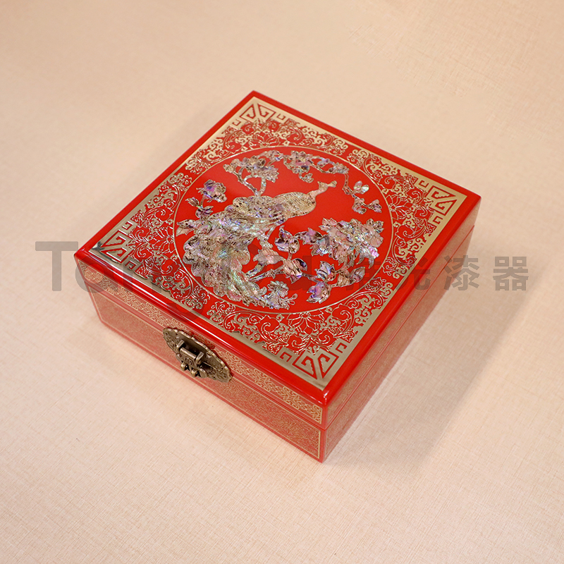 首饰盒/箱 唐都漆器首饰收纳盒国风传统非遗手工铜丝镶嵌首饰盒
