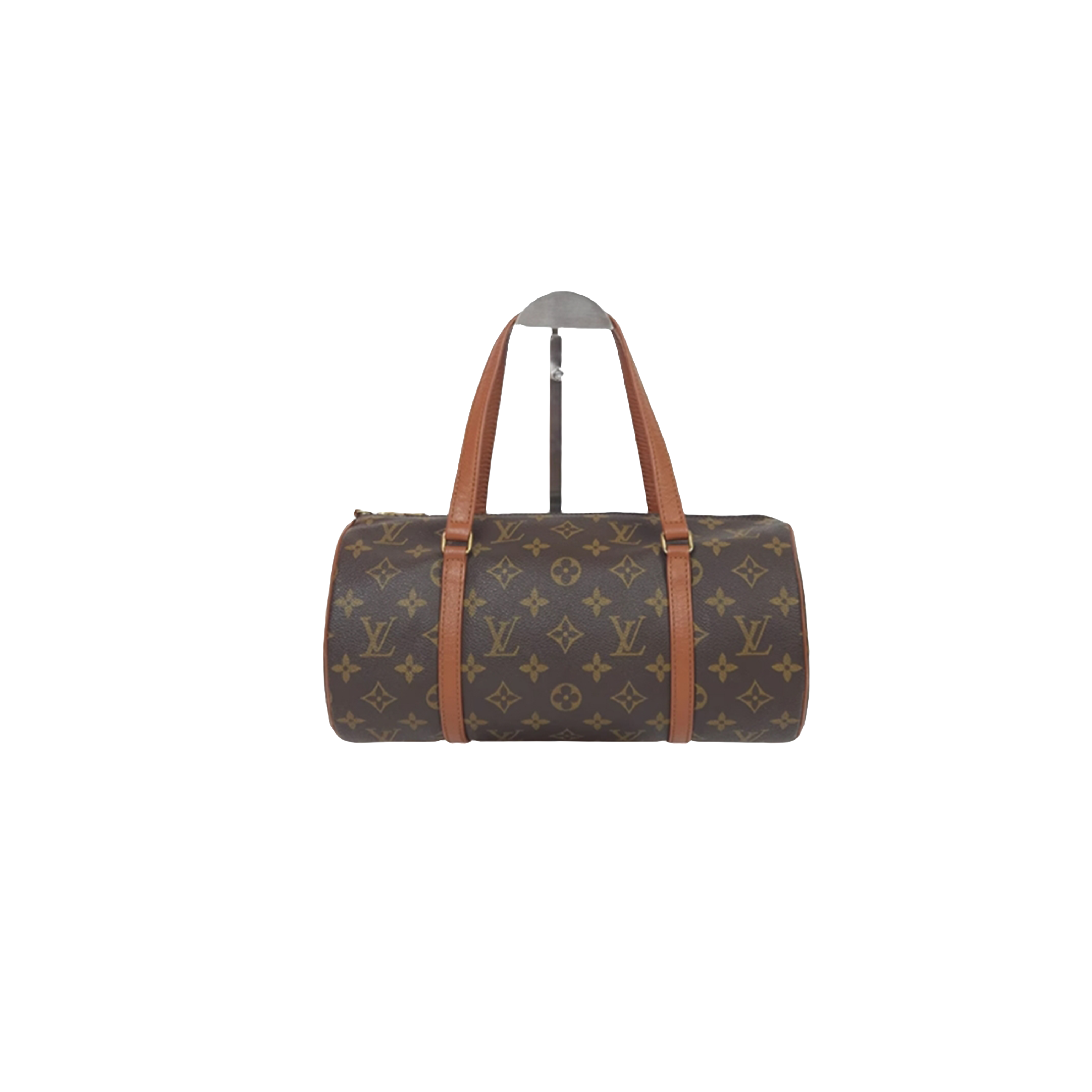 99新 LouisVuitton/路易威登 lv全原老花26红皮巴比龙中古圆筒包