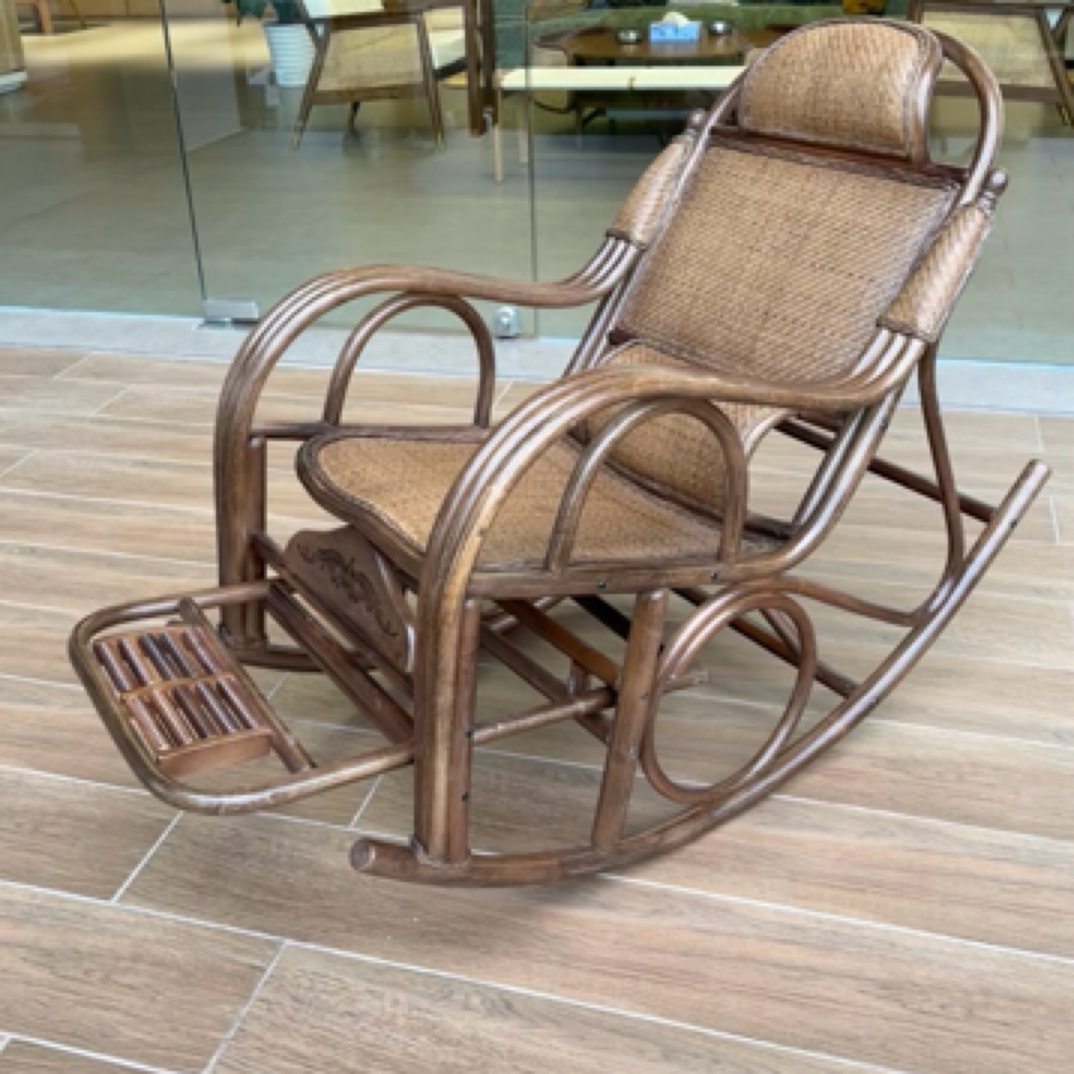 佛山睿达藤木家具实木真藤手工编织家用摇摇椅阳台老人椅逍遥椅