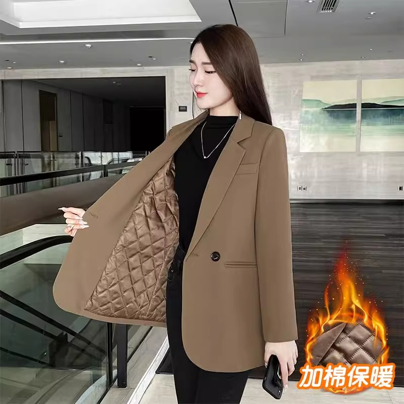 网红西装女外套韩版显瘦加棉收腰大码西服时尚洋气外套潮