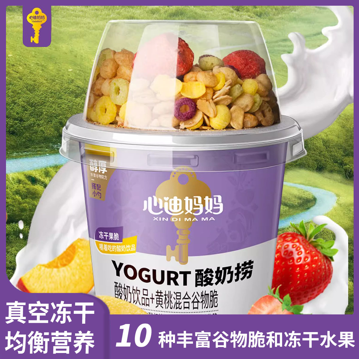 心迪妈妈酸奶捞儿童冻干水果营养健康零食谷物脆夏日尝鲜酸奶饮品