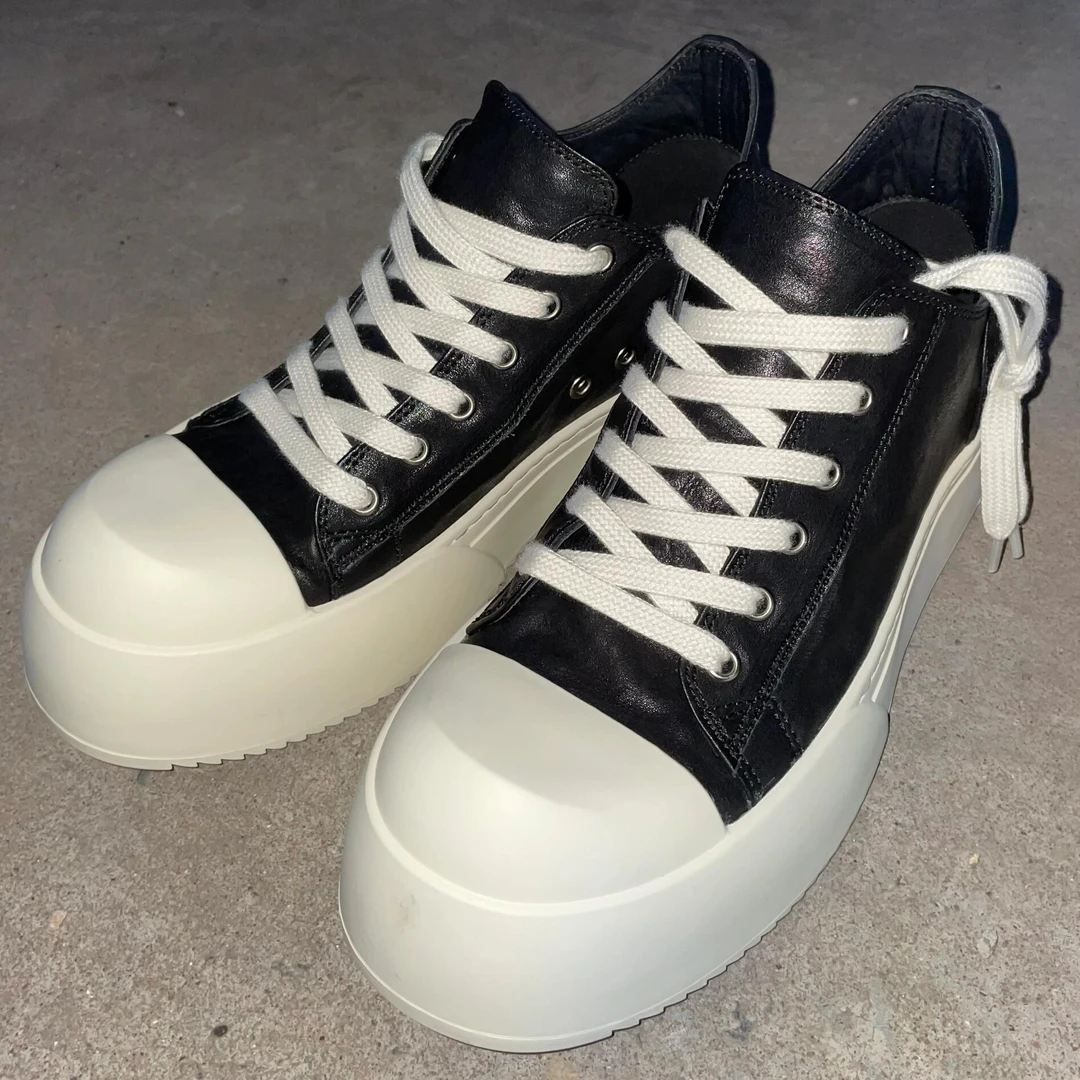 大头德比鞋男款情侣同款冬季加绒厚底增高英伦风黑色休闲低帮板鞋