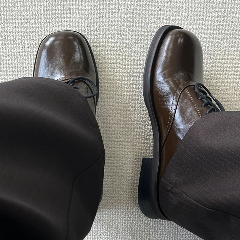 Cleanfit增高厚底德比鞋透气情侣款百搭秋季商务正装休闲方头皮鞋