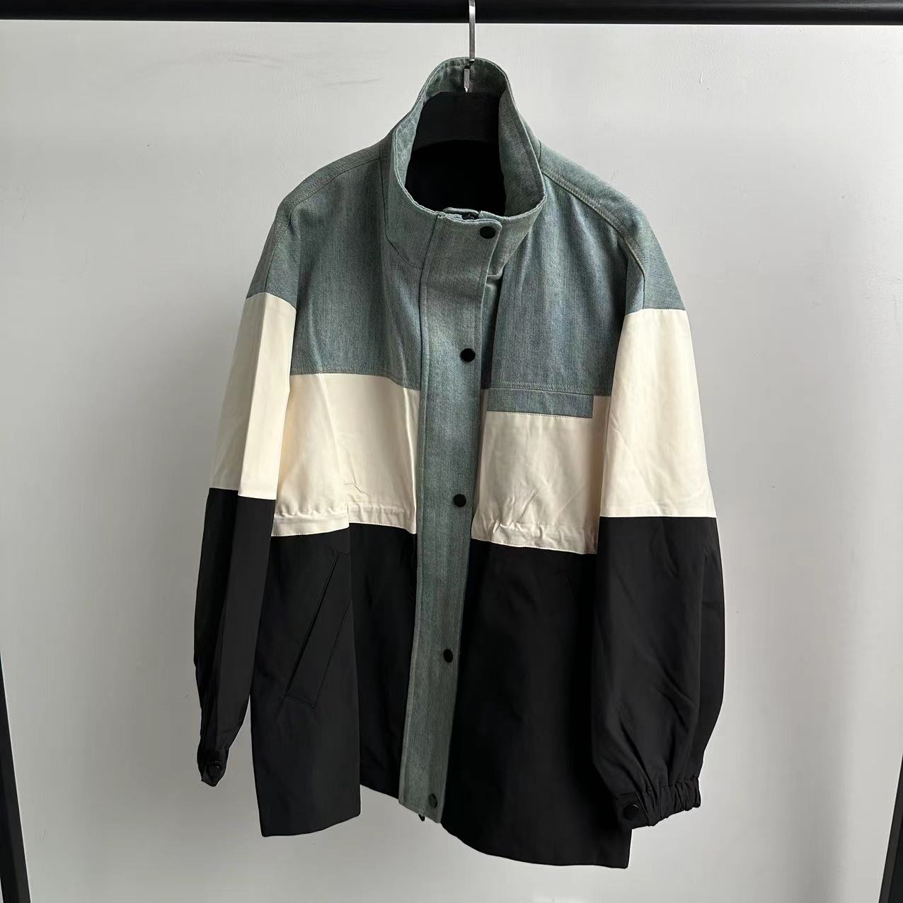 LEDS 96016 秋季新款时尚百搭休闲撞色牛仔拼接外套