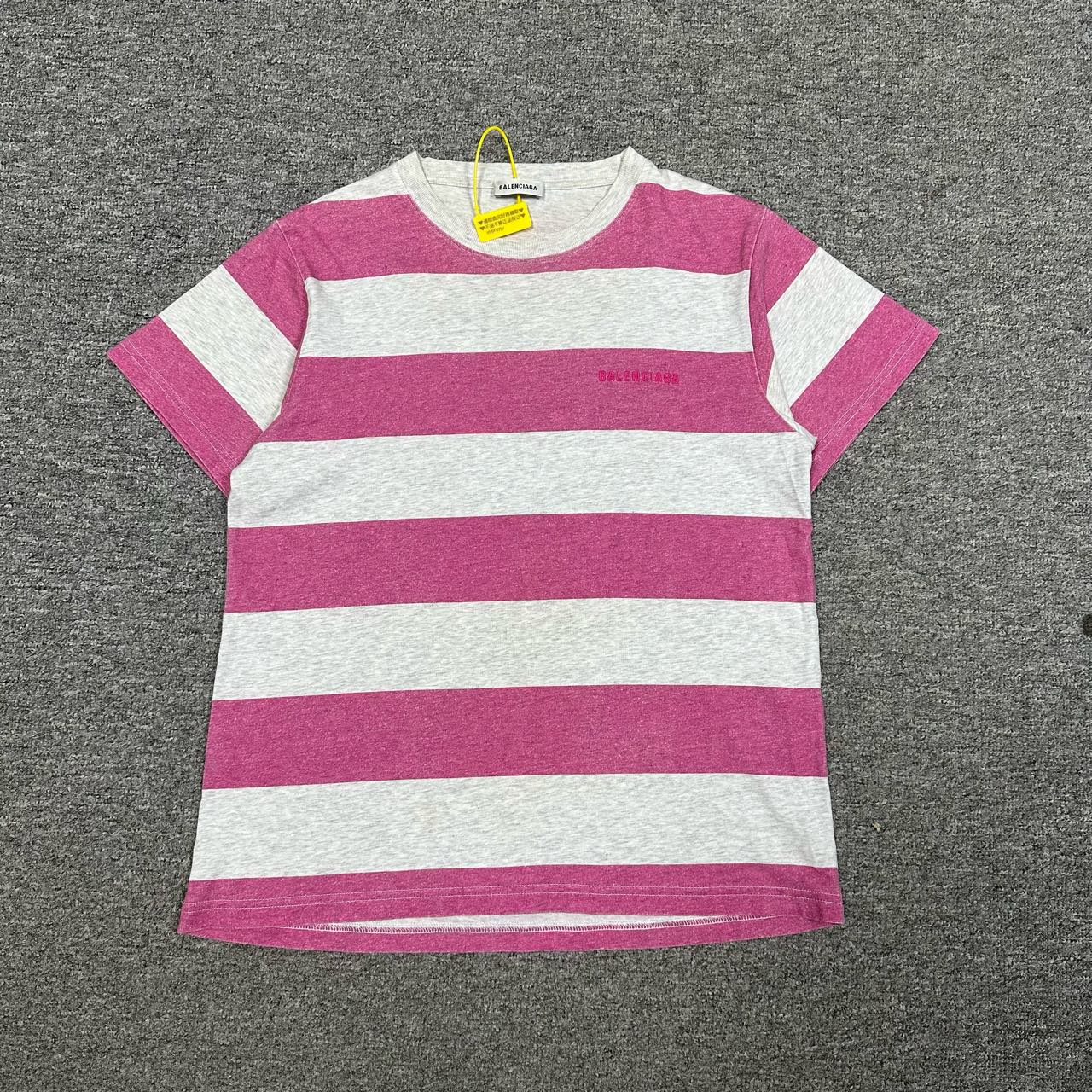 Balenciaga 前后刺绣Logo 条纹T恤 95新 L码