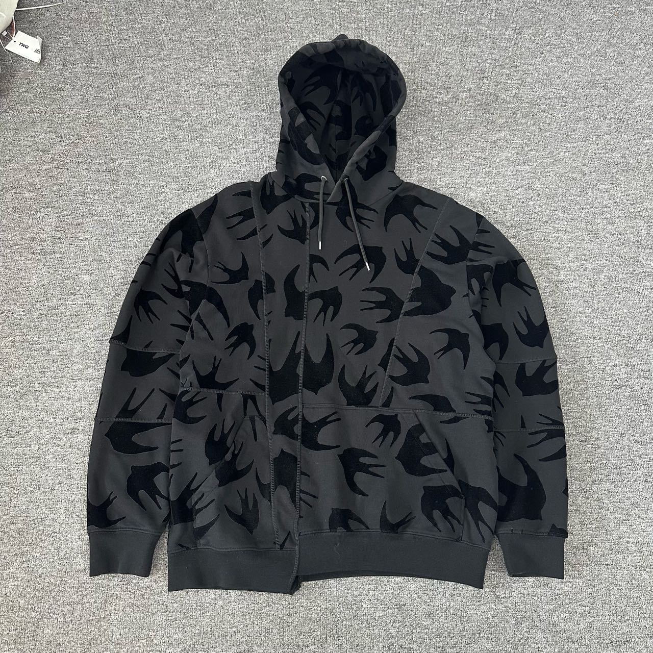 McQ 麦昆 解构 拼接 燕子 连帽卫衣 99新 L码