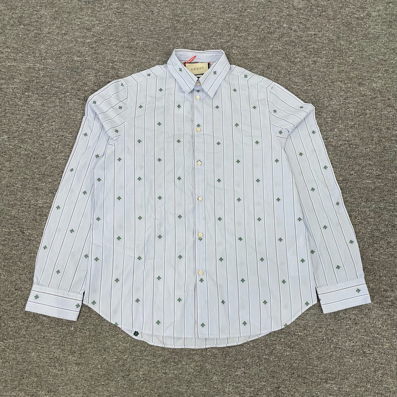 Gucci 古驰 小蜜蜂满印刺绣 条纹衬衫 99新