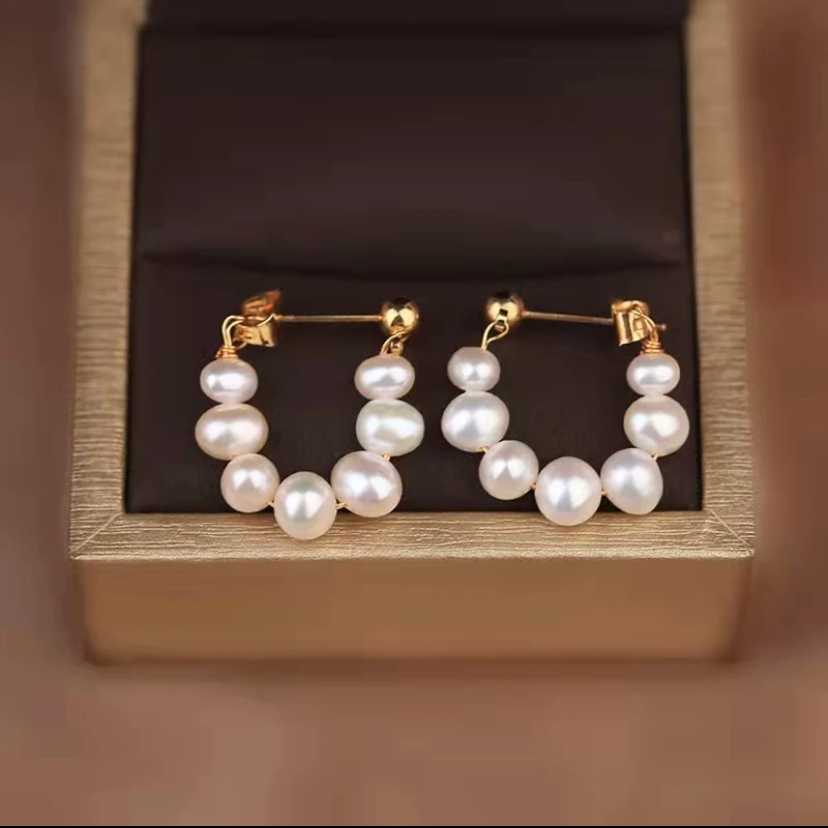 锌合金耳饰 小众轻奢时尚耳环百搭简约气质素款耳饰+包装盒