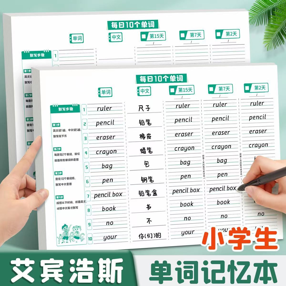 艾宾浩斯记忆法本英语单词速记本默写速记单词本英文词汇练习本