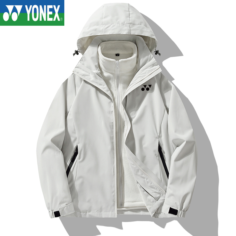 YONEX 尤尼克斯保暖冲锋衣冬季男女款加绒加厚外套运动户外棉衣