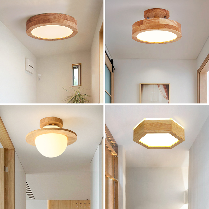 【楠木】过道灯走廊灯简约北欧原实木玄关衣帽楼梯间阳台吸顶led灯