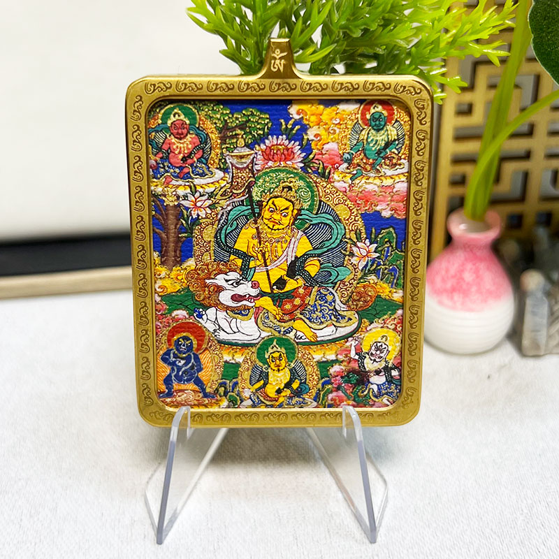 藏风唐卡 热贡唐卡 五路财神 基础配绳唐卡