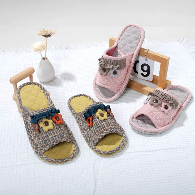 新款雅格布艺拖鞋女士居家地板地砖防滑加厚牛筋底静音棉布可机洗