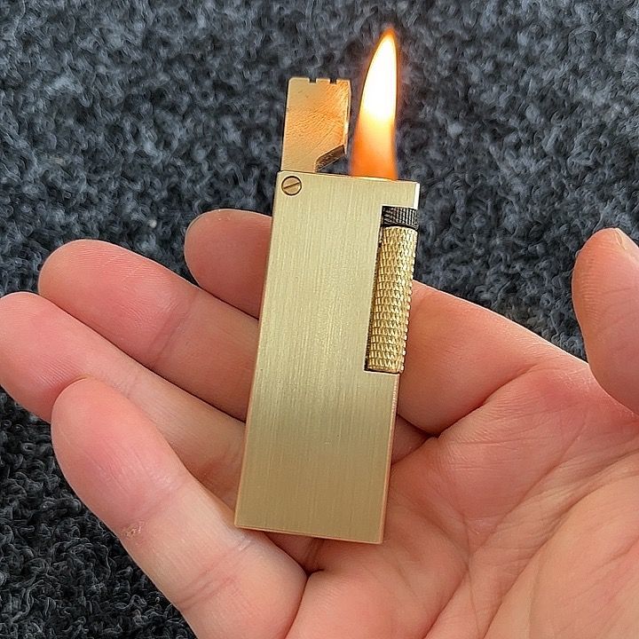 纯铜鱼肠煤油侧滑轮打火机窄版手工创意个性经典怀旧便携