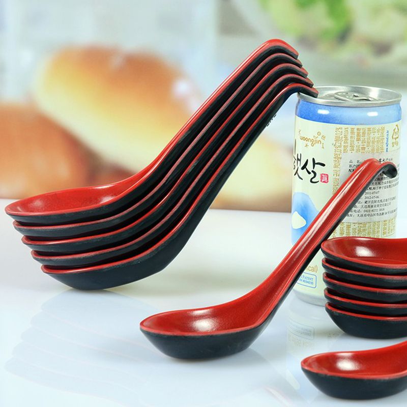 快勤A5勺子家用密胺带勾勺仿瓷长柄勺拉面麻辣烫勺汤勺调羹小勺子