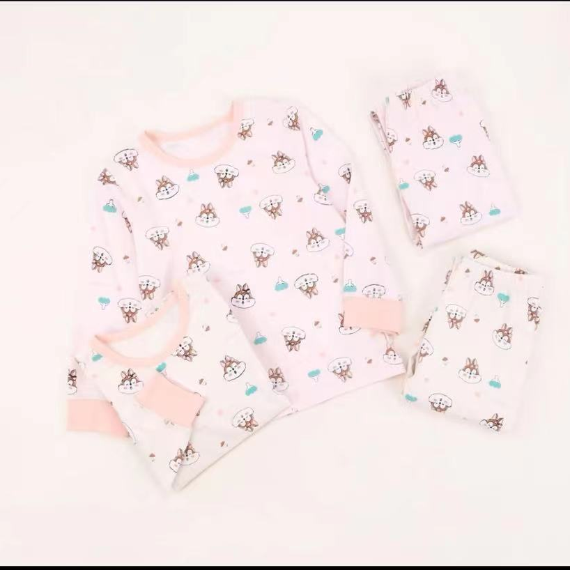 拉拉及旗下品牌男女宝弹力棉中童秋衣裤套装