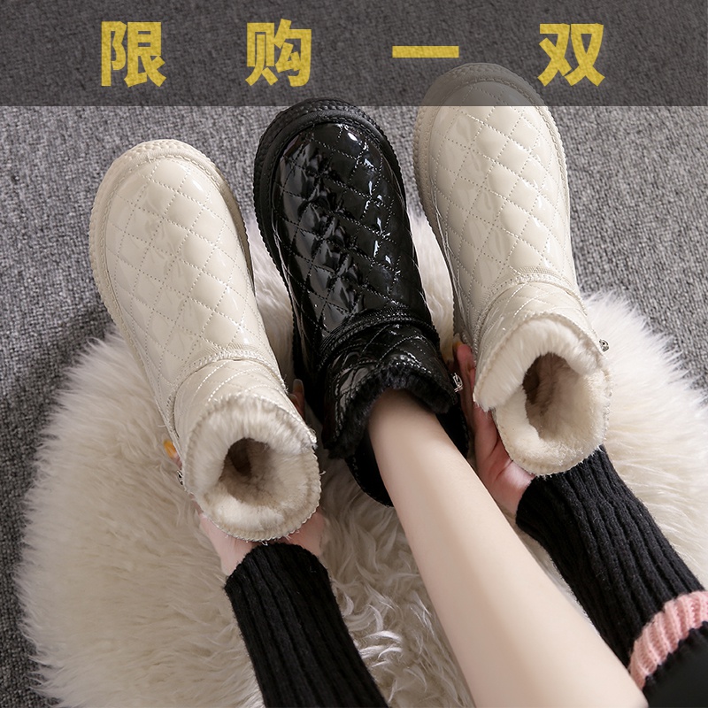 红蜻蜓牌加绒加厚雪地靴女2023冬季新款鞋子短筒棉靴保暖棉鞋平SS