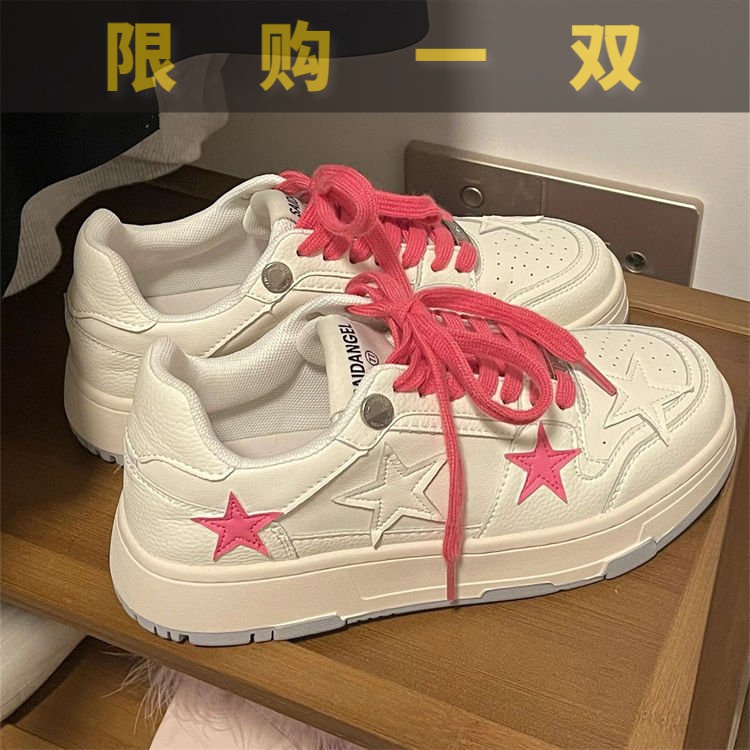 红蜻蜓牌拼色复古星星滑板鞋女ins厚底软妹运动鞋小众原创休闲SS