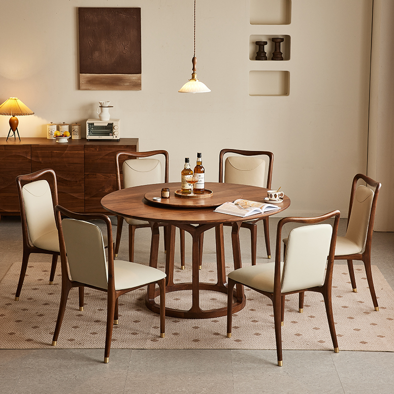 【北美黑胡桃木】全实木圆桌餐桌北欧现代简约家用餐厅餐桌饭桌（ZB）