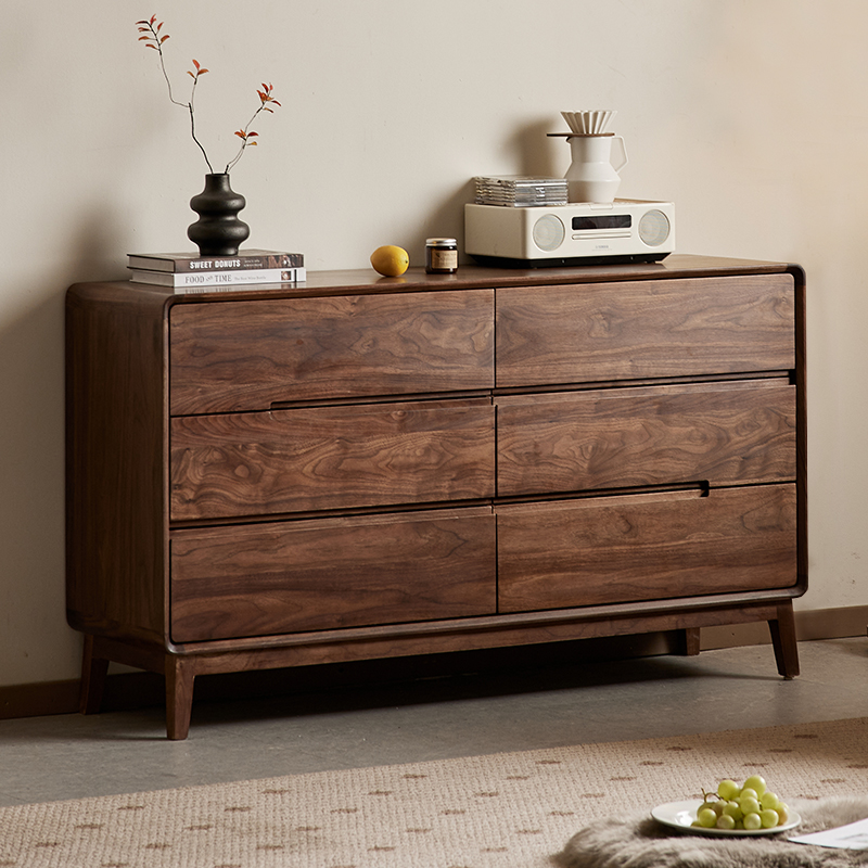 【北美黑胡桃木】六斗柜北欧简约收纳储物柜家用客厅全实木斗柜（ZB）