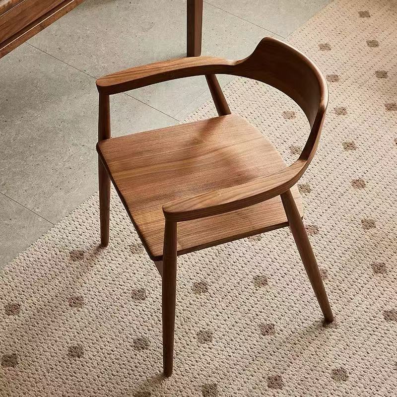 北美黑胡桃木书椅北欧简约全实木扶手椅家用书房休闲椅子