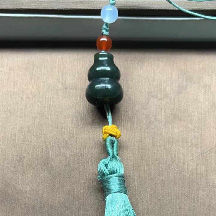 和田玉青海格尔木纯手工黑油青葫芦