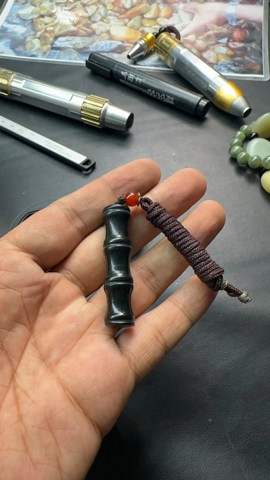 和田玉青海青玉手工竹节拍一发一多样性发