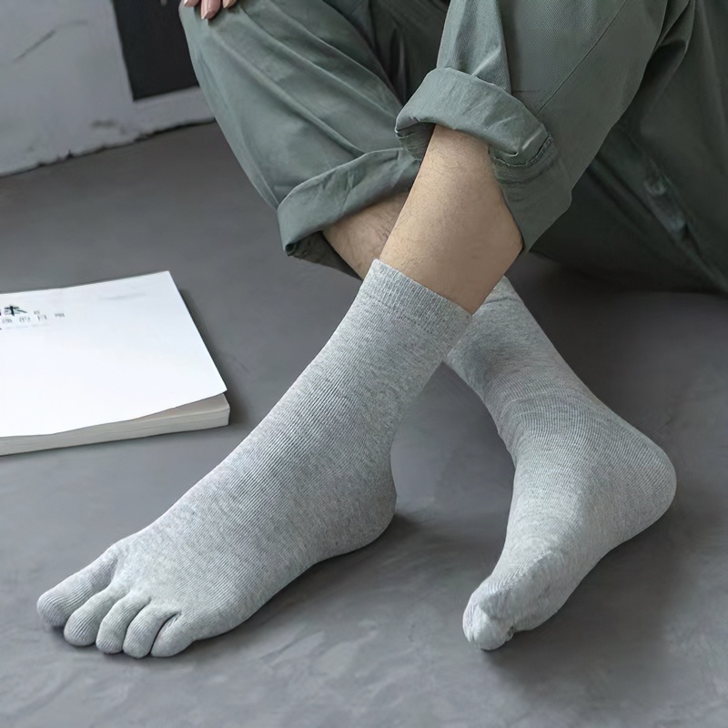 五指袜子男士防臭袜中筒防臭吸汗透气五趾分趾棉袜脚趾运动情侣袜