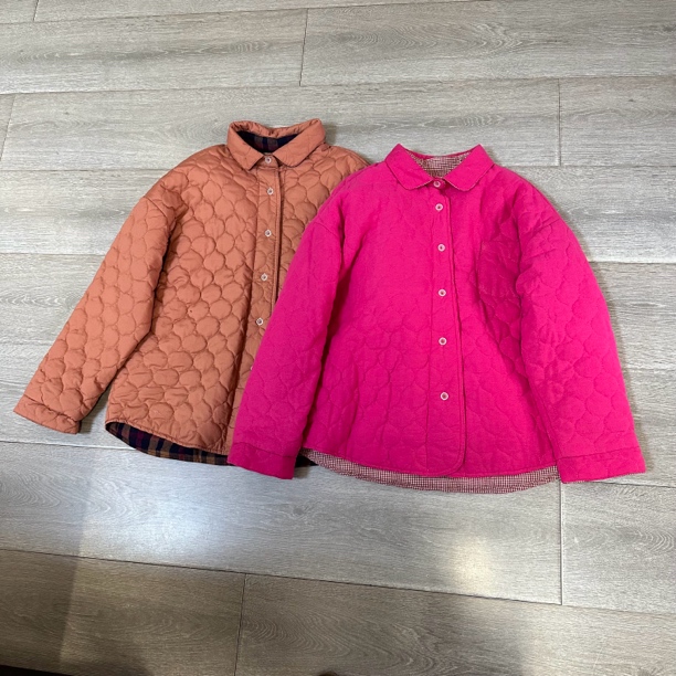 ALJ248A字版隔绵棱格压线外套绵服长袖绵衣。