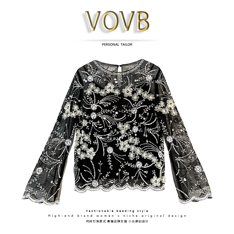 VOVB古韵芳华新中式长袖重工刺绣高奢原创设计高端气质上衣-8115