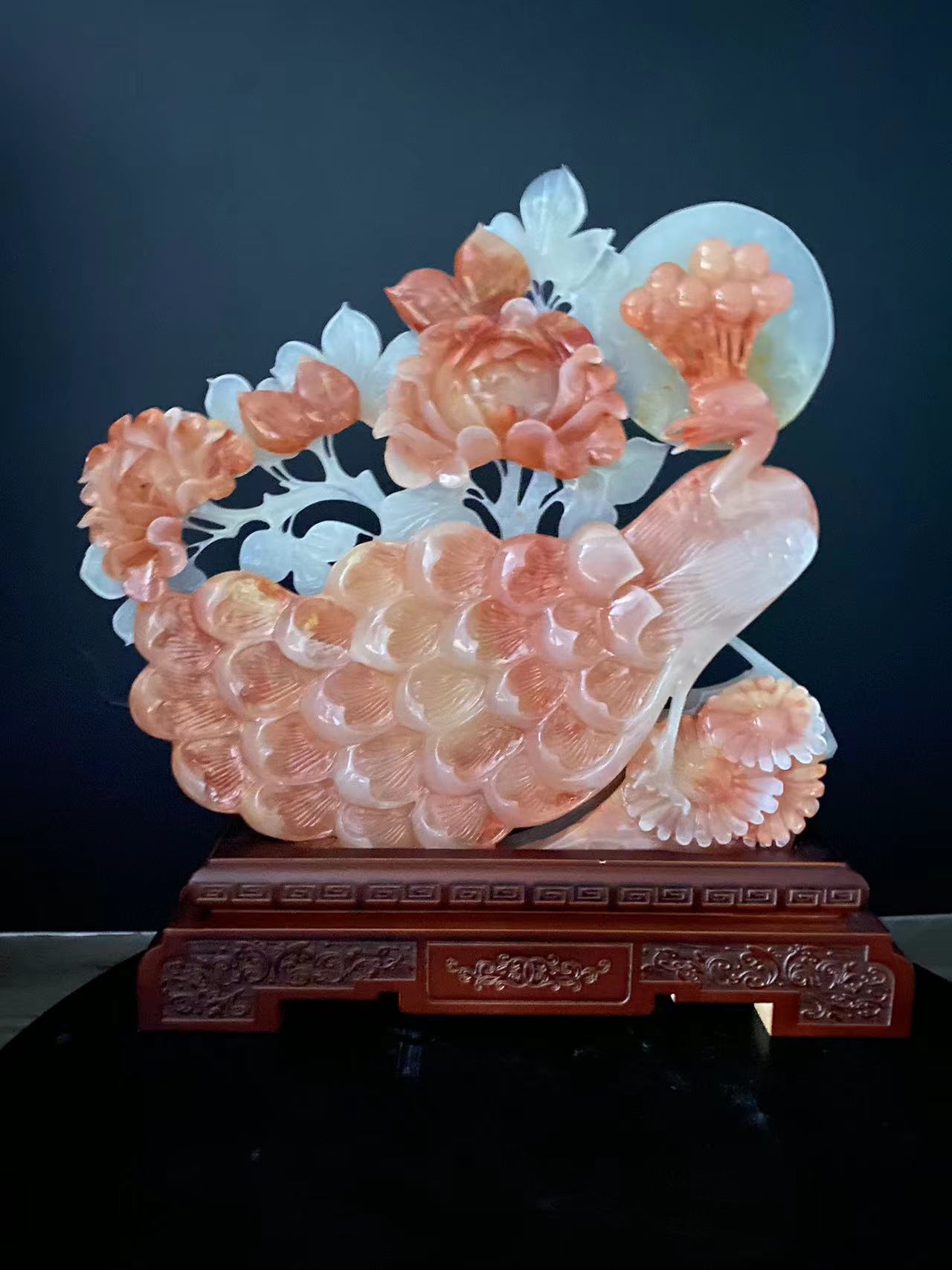 红花冰料家居摆件纯手工花开富贵家居创意玄关办公室陶瓷桌面摆件