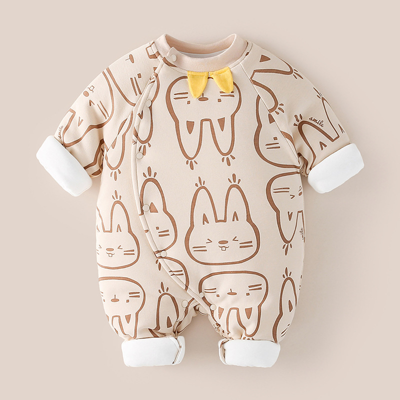 婴儿衣服加厚冬装宝宝保暖连体衣新生儿纯棉外穿棉衣秋冬季抱哈衣