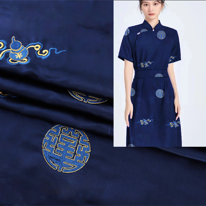 【XH-022】75藏服博拉裙蒙古袍战袍刺绣布复古唐装童装锦纶绣花面料