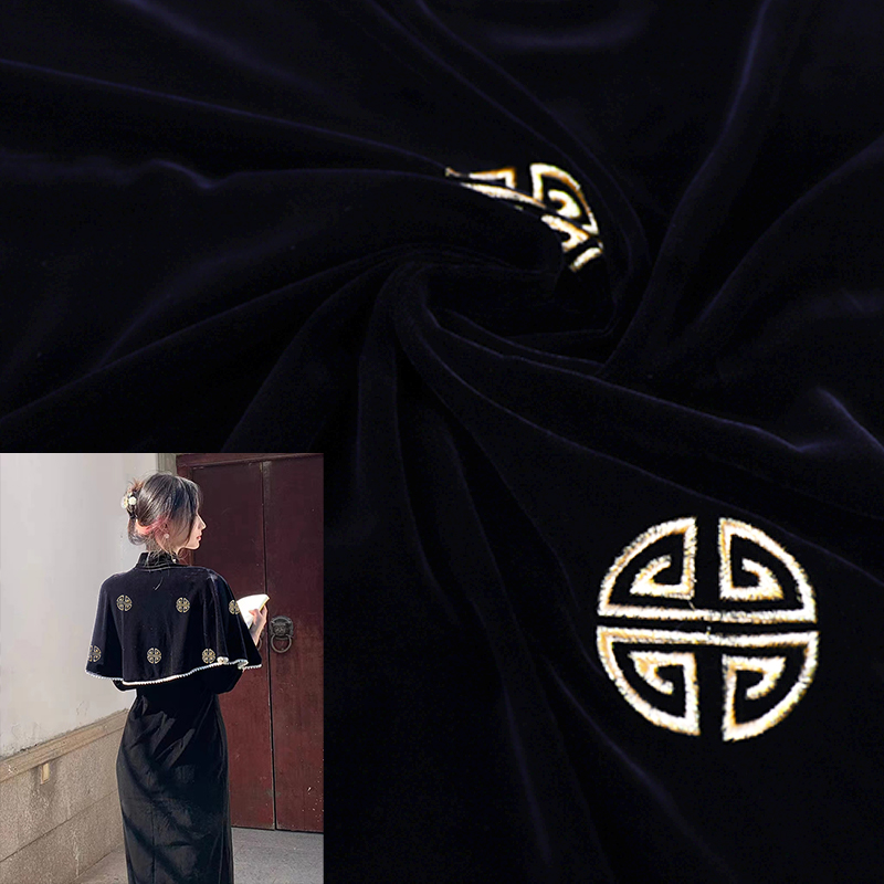 《R001》140金丝绒绣花藏袍蒙古袍布料旗袍外套秋冬季服装面料