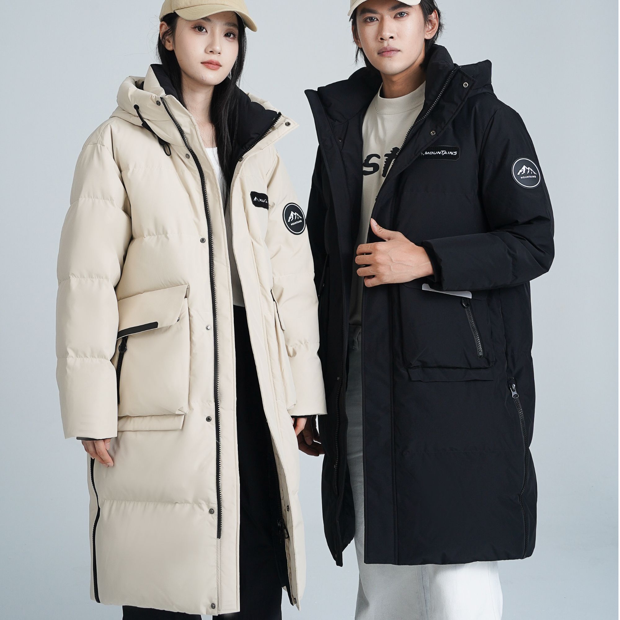 【牧白】新款90白鸭绒羽绒服长款情侣款9860