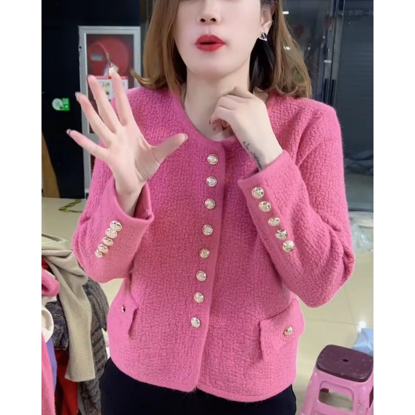 新款春季纽扣气质小香风毛衣开衫女温柔显瘦针织衫外套显瘦百搭潮